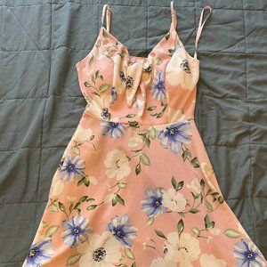 Pink flower mini dress
